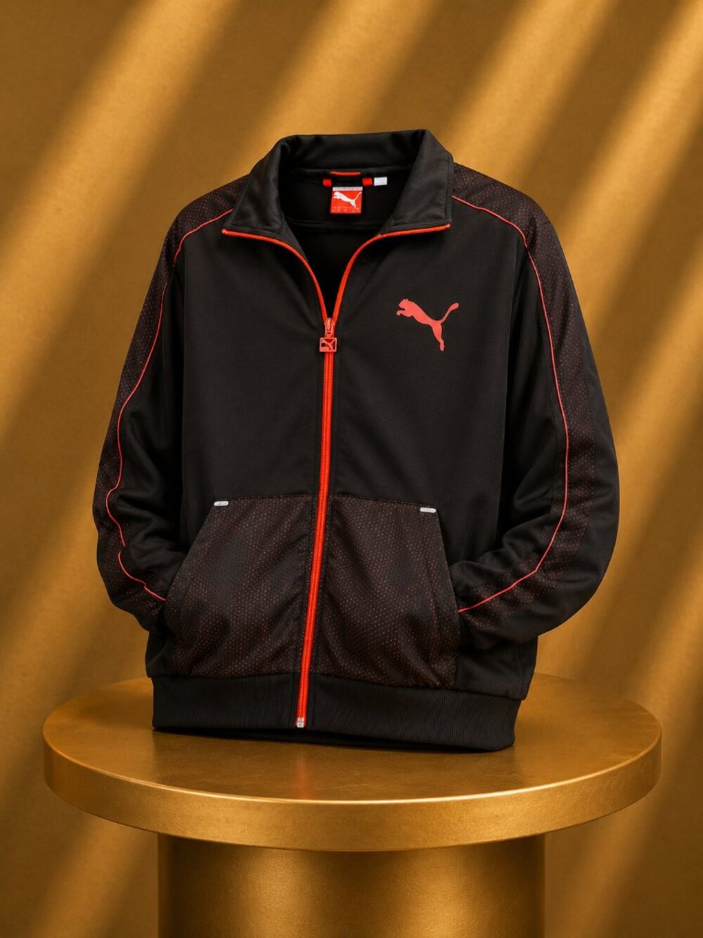 Puma Sport Lifestyle XL Black Orange Track Jacket Archive Retro Streetwear 56530